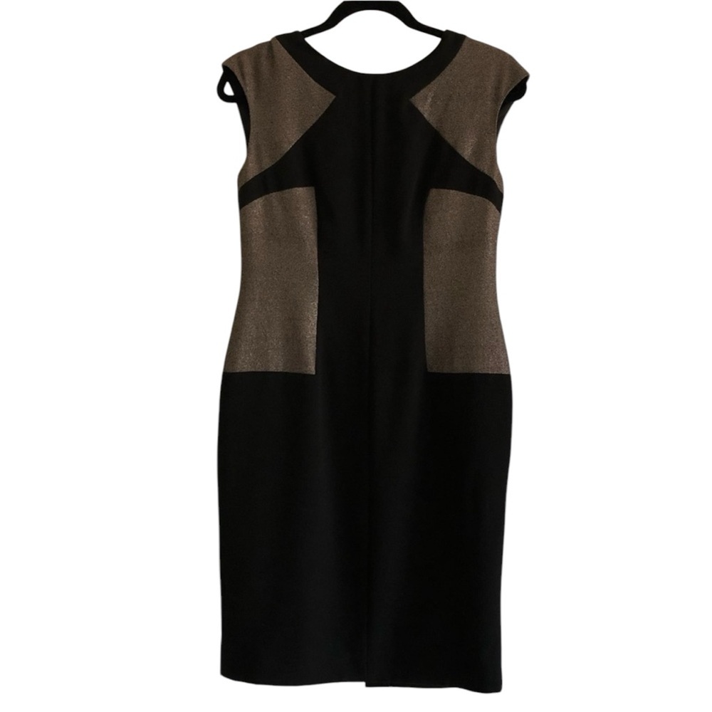Anne‎ Klein  Black and Gold Sheath Dress Size 4